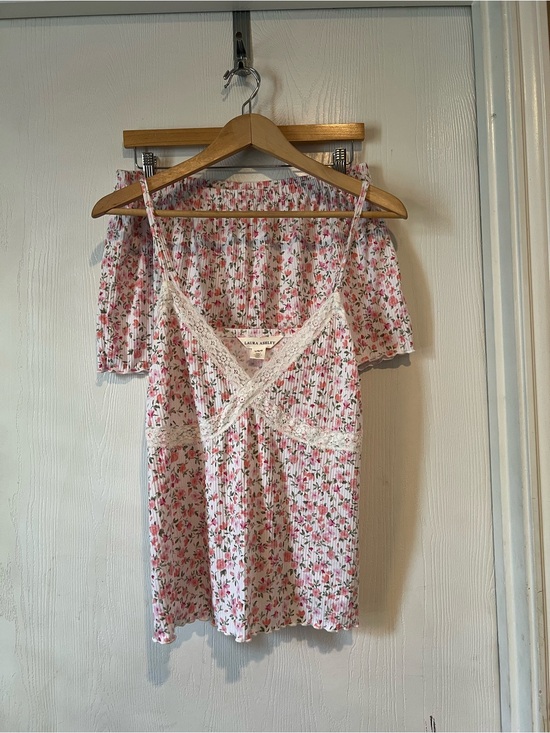 Laura Ashley Other - Laura Ashley White Floral Cami Top & Shorts Pajamas 2-Pc Set Women Sz Large